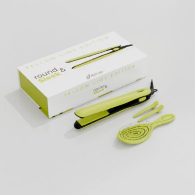 PIASTRA MELCAP ROUND E S. MEDIA YELLOW LIME PIASTRA + SPAZZOLA + BECCHI